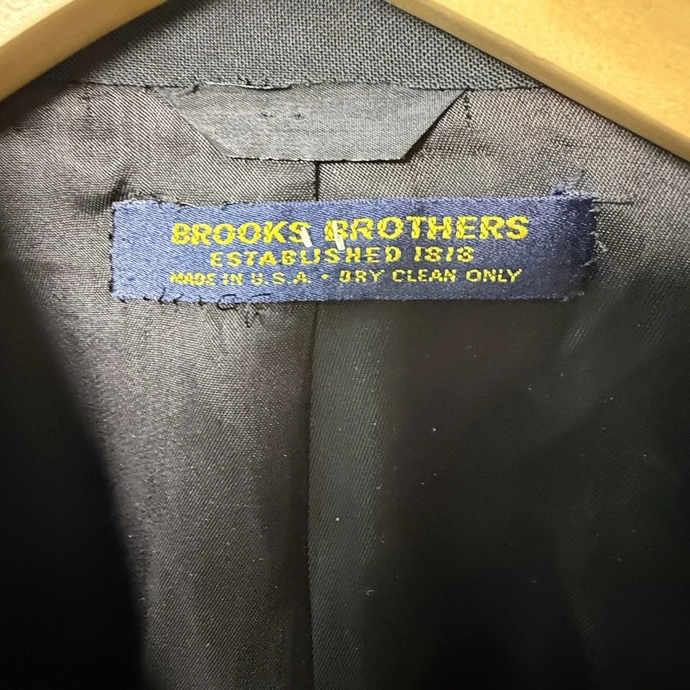 Vintage Brooks Brothers Tuxedo Jacket 44L Black Satin Lapel Made USA Formal